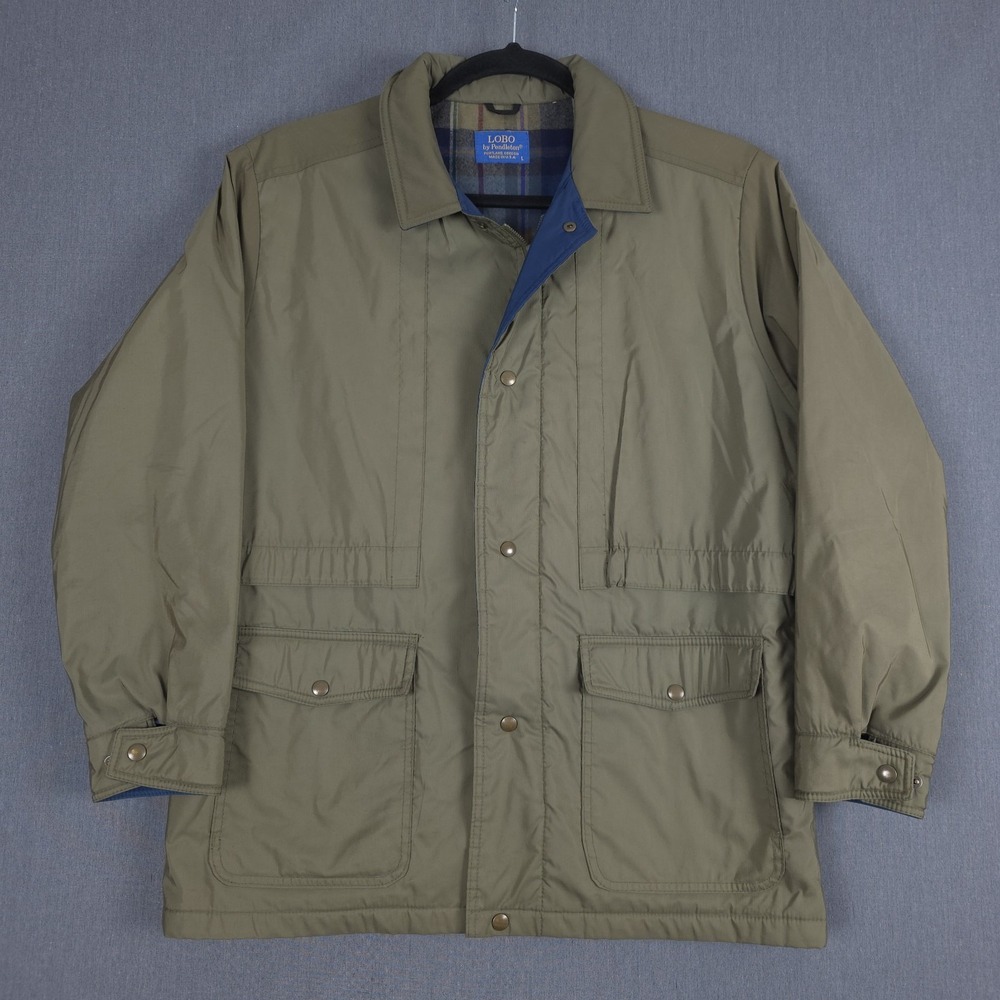 Vintage Pendleton Lobo Field Jacket Mens Large Green Thinsulate Flannel Lined